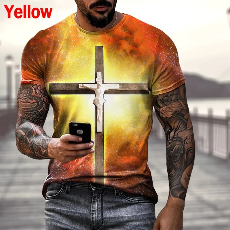 Christian Cross Jesus Print Men/women Casual T-shirts