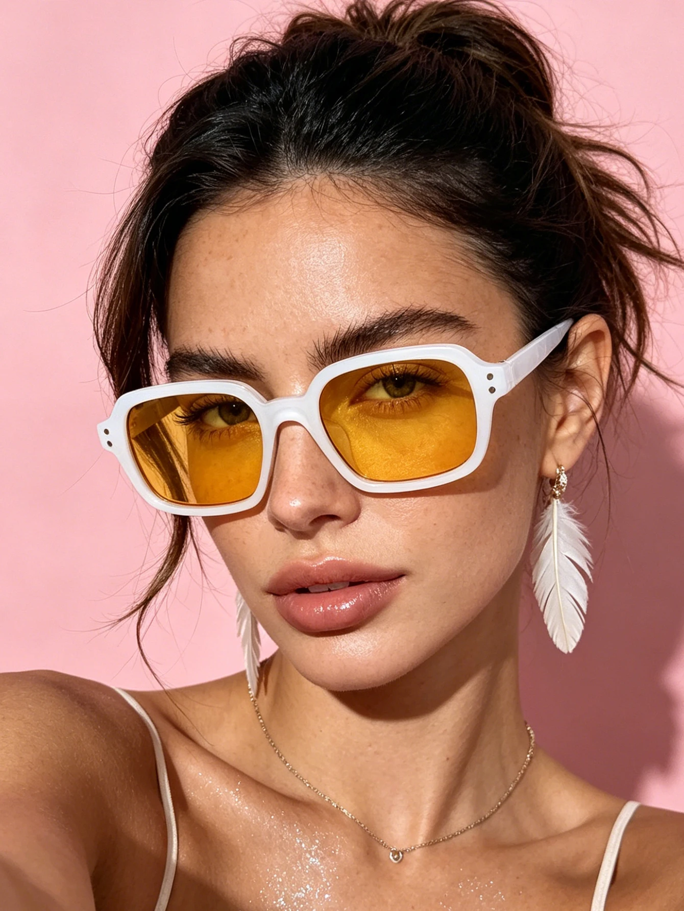 1Pc Retro European Oval Frame Fashion Glasses Unisex Suitable for Daily Matching And Street Photography