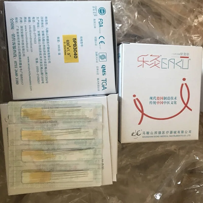 500 pcs disposable acupuncture needles 5PB Gasification Colored handle practice nedle sterilze Beauty filiform needle