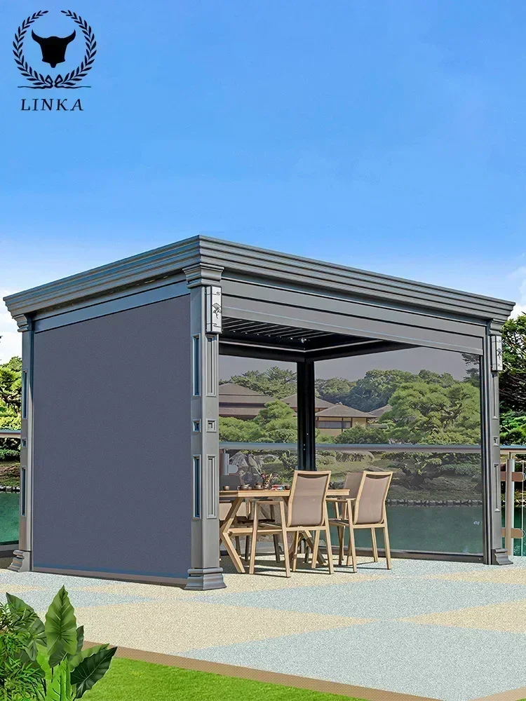 Outdoor Aluminium Remote Control Automatic Waterproof Bioclimatic Retractable Patio Pergola Roof Awnings