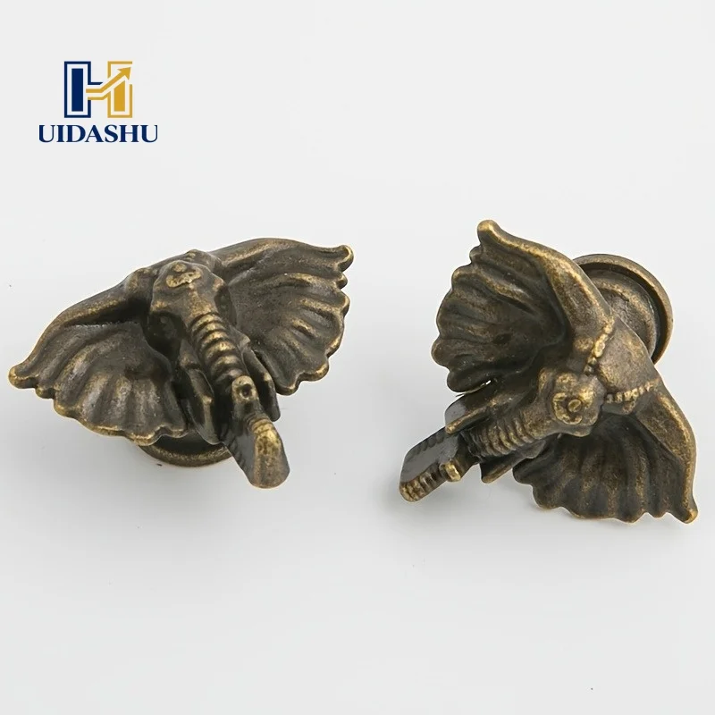 Elephant Shape Drawer Knob Bronze Finish Single Hole Cabinet Handle Vintage European Style Wardrobe Cupboard Pull