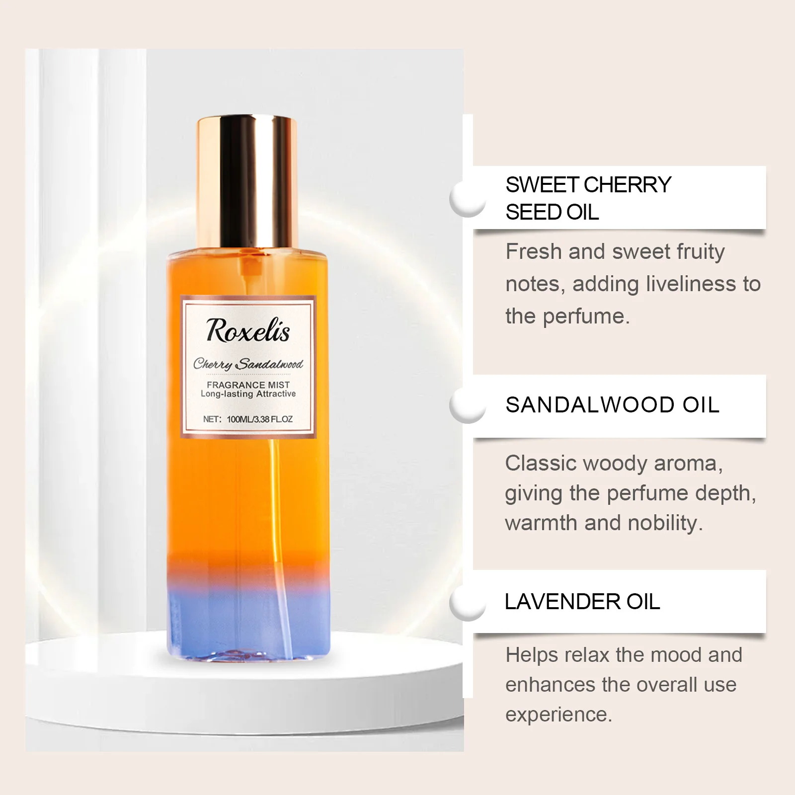 Roxelis Cherry Sandalwood Eau De Cologne Romantic Body Fragrance_voghion.com