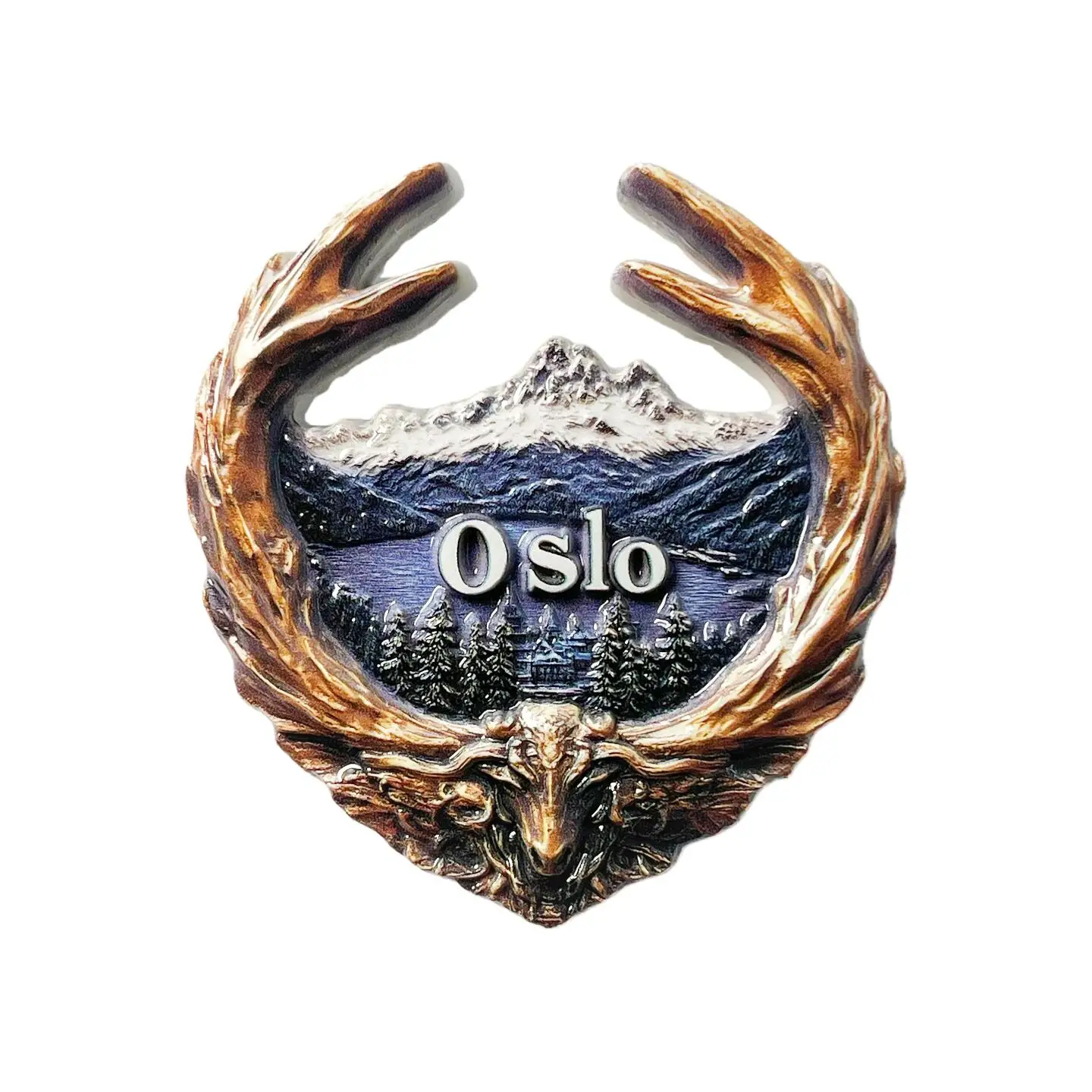 Norwegian Capital Oslo Creative Nordic-Style Travel Souvenir Deer Head Viking Warrior Helmet Magnetic Fridge Magnet