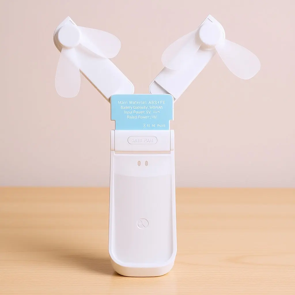 Mini Folding Double-Headed USB Fan Rechargeable Portable Electric Air Cooler Compact Lightweight Quiet Fan for Pocket Bag Travel