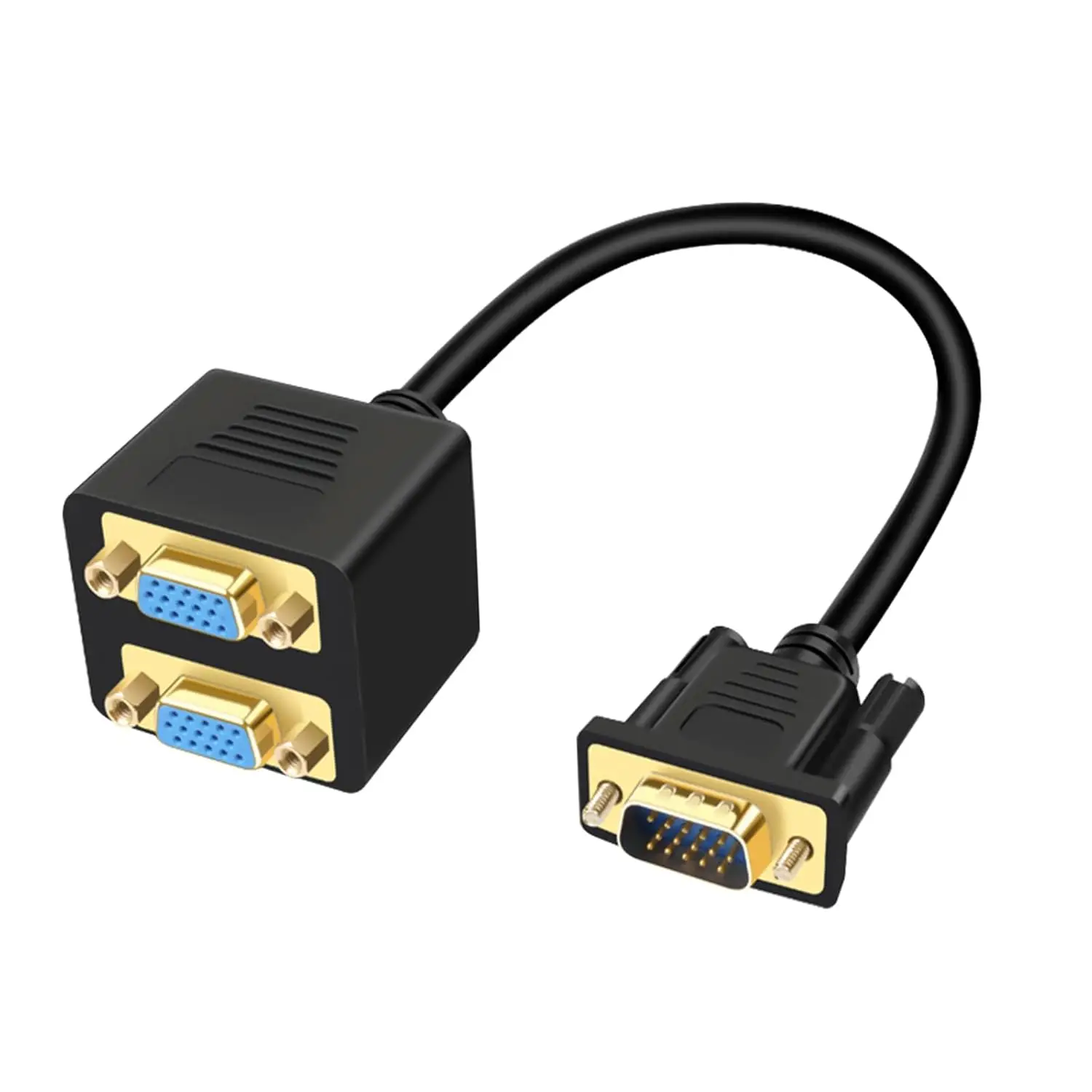 Double Monitor VGA Adapter Cable VGA Male to 2Female Splitter Cord VGA Cable with Screw Locking Mechanism Stable Connect