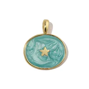3 buah / Banyak 18k Emas Disepuh Enamel Moon Butterfly DIY Pesona Wanita Bintang Laut Kuda Laut Kalung Liontin Sayap Bintang Perhiasan 10 pesona sayap penjualan terbaik - №