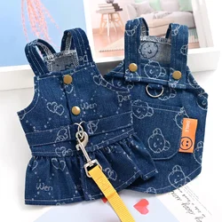 Denim Harness For Dog Of Small Breeds Girl Boy Vest Princess Apparel Pet Cats Dresses Chihuahua Puppy Animal Jeans Uniform Cloth