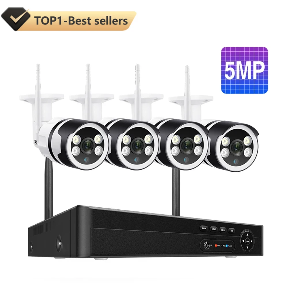 

8CH 5MP Wireless NVR Kit 4PCS Two Way Audio Motion Detection Wifi IP Camera Security System