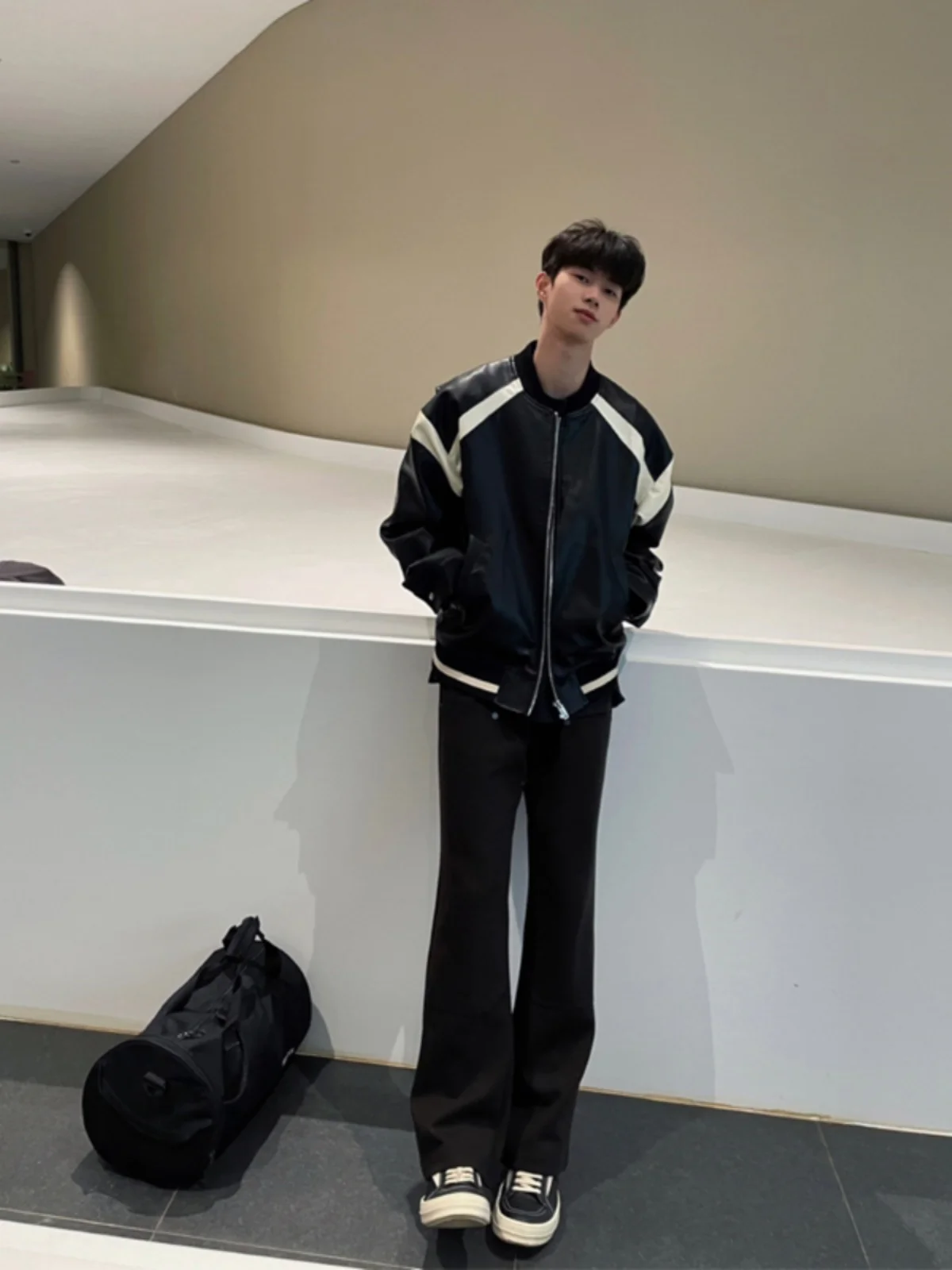 

Cleanfit Pure Bla Men's Straight Leg Pants American High Street Sle Trendy Brand Slimming Drapey Micro Flared Casual Trou...