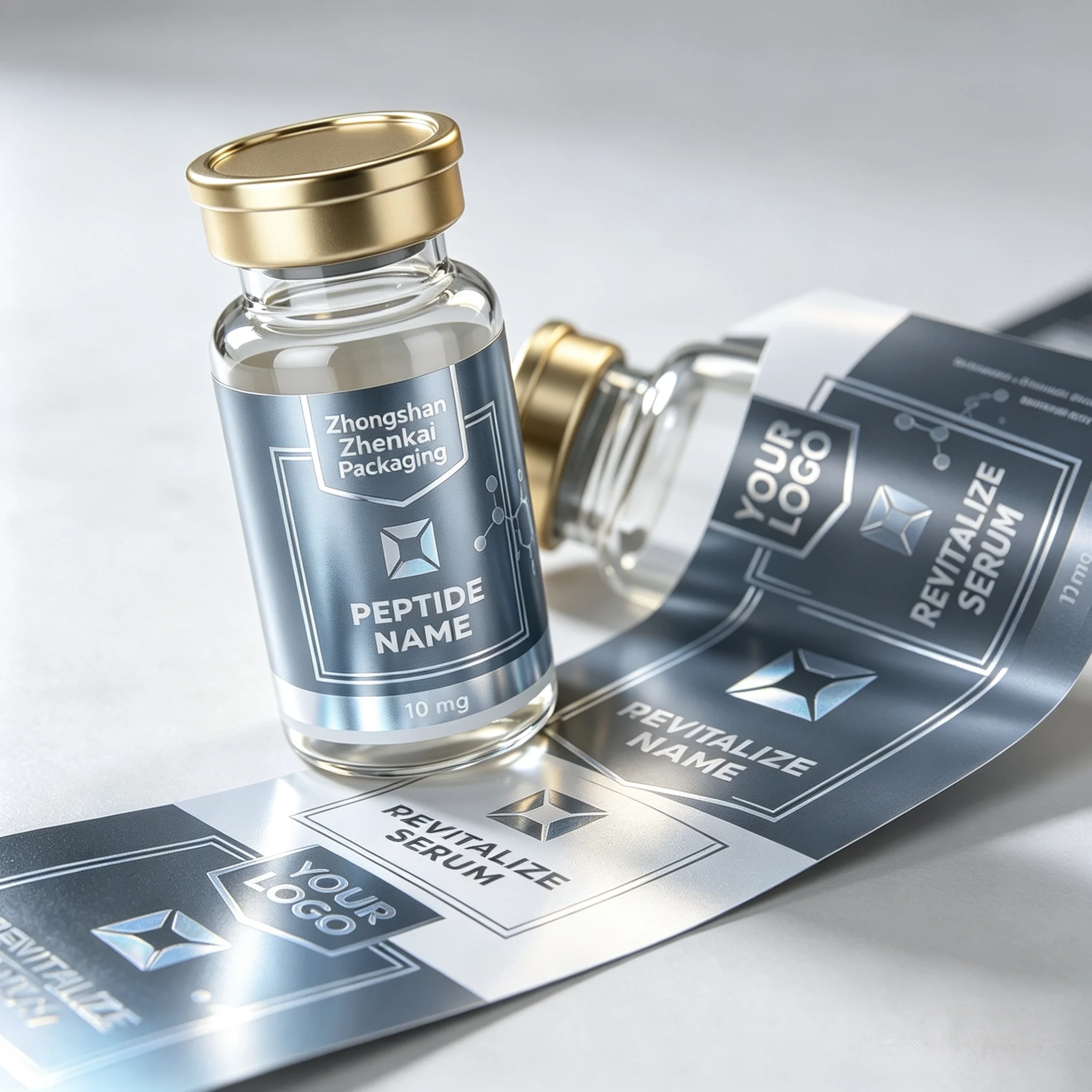Self‑Adhesive Peptide Vial Stickers Precision Printed Waterproof High Heat Resistant Labels for Injectable Supplement Vials