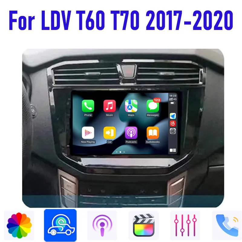 

GPS 10" For LDV T60 T70 2017-2020 Car Radio Stereo Wireless Carplay Apple Android 15 Auto Head Unit Intelligent System WIFI BT