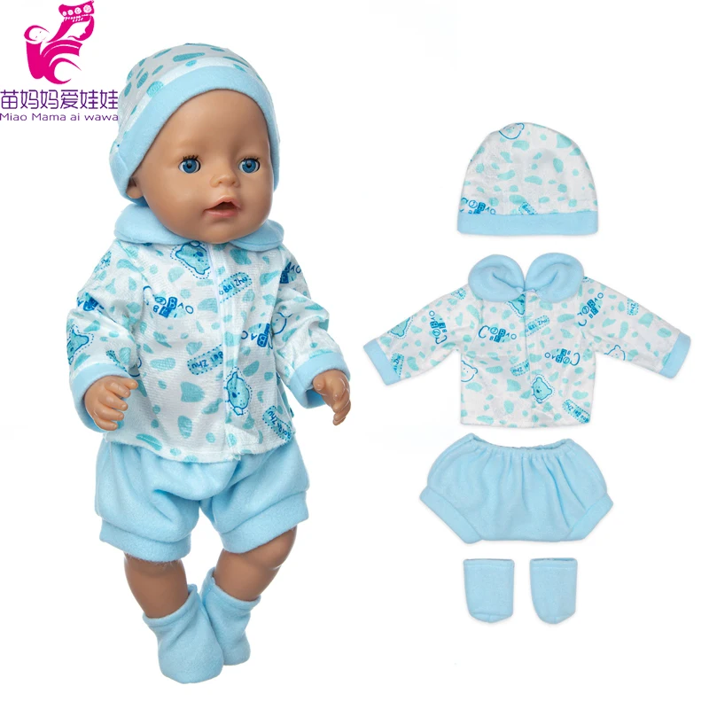 18 inch Girl Doll Clothes Pink  Blue clothes with hat pants for 45 cm baby doll Clothes and Accessories