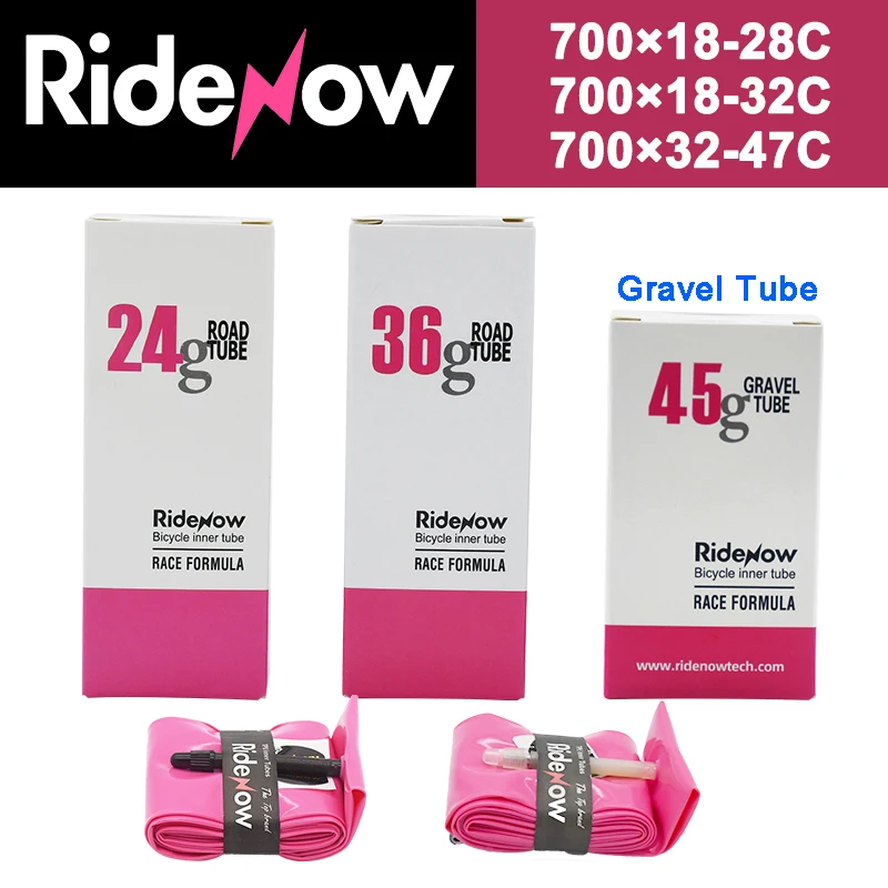 RideNow 도로 자전거 내부 튜브, 타이어 36g, 24g, 45g, 프랑스 밸브, tpu 튜브, 자전거 45mm, 65mm, 85mm, 초경량 수리 키트, 700c, 700x18C, 32 47C