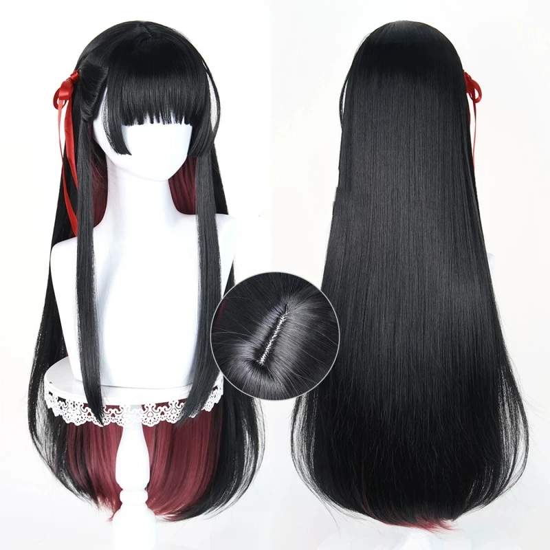 Game Wuthering Waves CHISA Cosplay Wig High Temperature Synthetic Rose Net Wig Long Hair for Halloween Comic-con Accessories