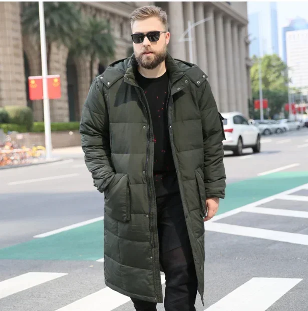 Winter new large size men's down jacket stand collar lengthened over the knee warm coat winter down jacket size 10XL