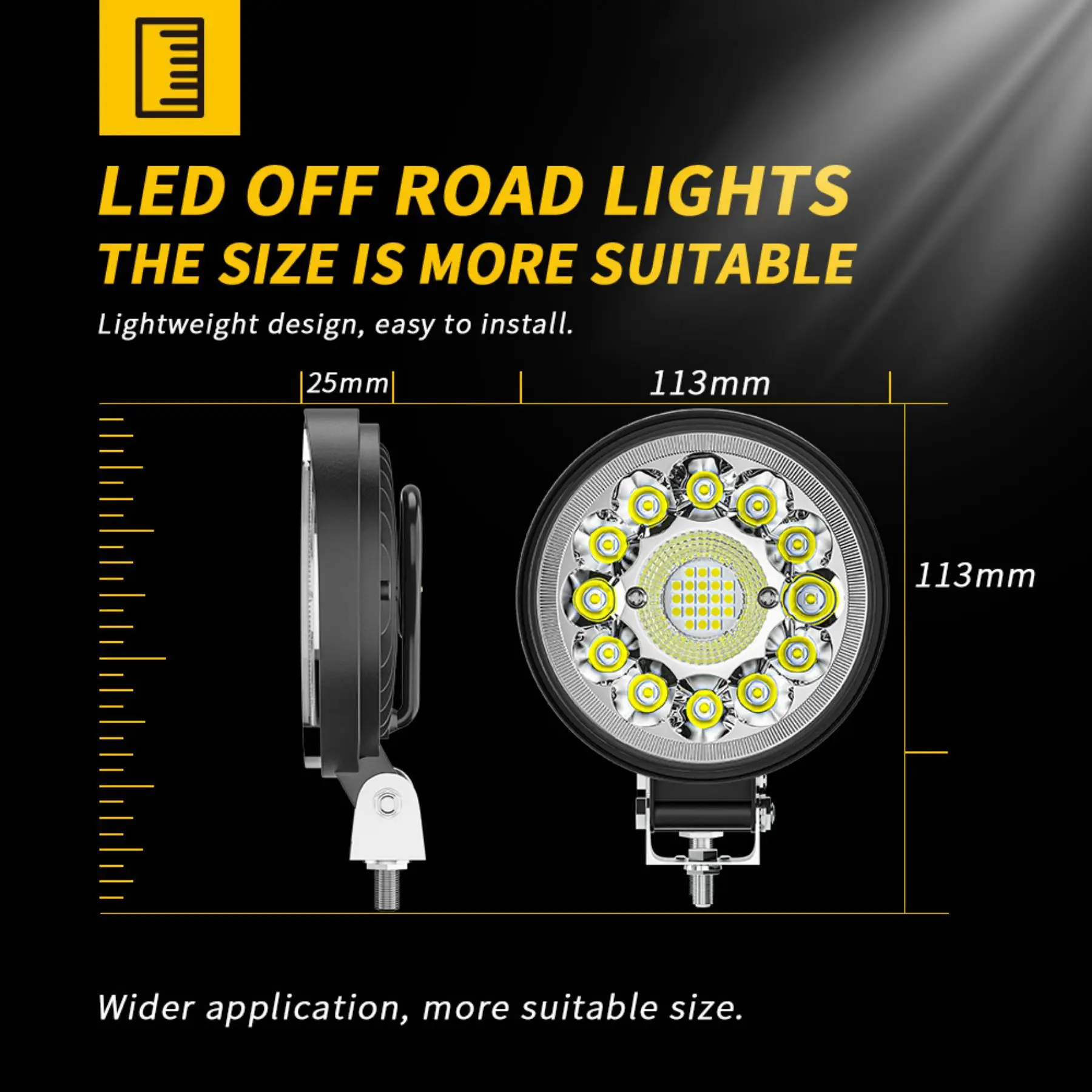 99W Round LED Work Light 4 Inch 33LED Spot Flood Combo Beam DC9-30V Waterproof Offroad Lamp for Truck SUV Boat