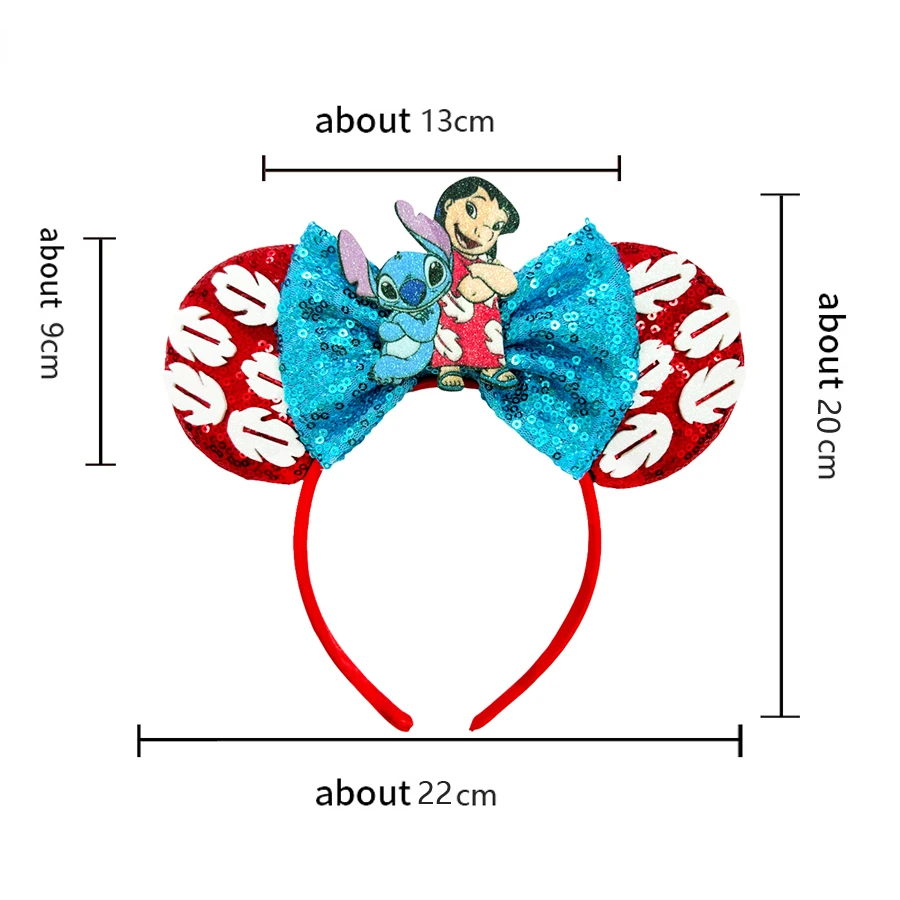 Halloween Mickey Mouse Ears Headbands Women Kids Party Hair Accessories Lilo Stitch Headband for Kids Sequins Bow Hairbands