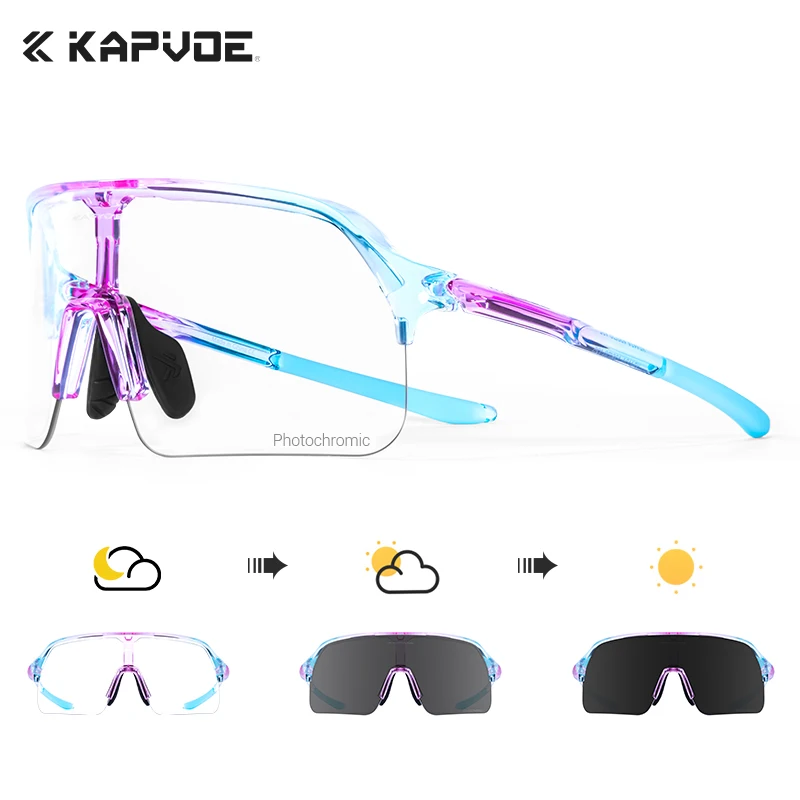 Kapvoe Photochormic Cycling Glasses Men Women UV400 Sunglasses Sports Casual Glasses Running Biking Baseball MTB Outdoor Eyewear