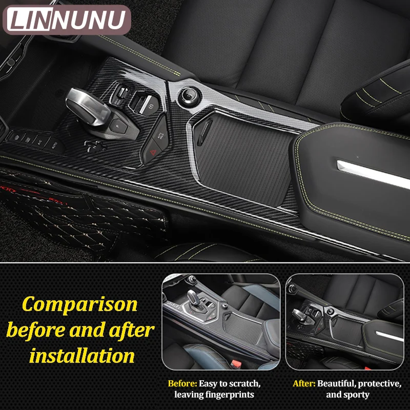 LINNUNU Fit for Lynk&Co 01 gear shift panel cover cup frame center console Rear air vent protect case trim accessoriesDecoration