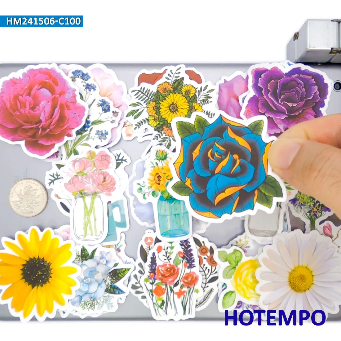 100 sztuk, naklejki z kwiatami, moda retro, urocze rośliny, kolorowe graffiti artystyczne, do laptopa, samochodu, telefonu, albumu do scrapbookingu, zabawny zestaw naklejek