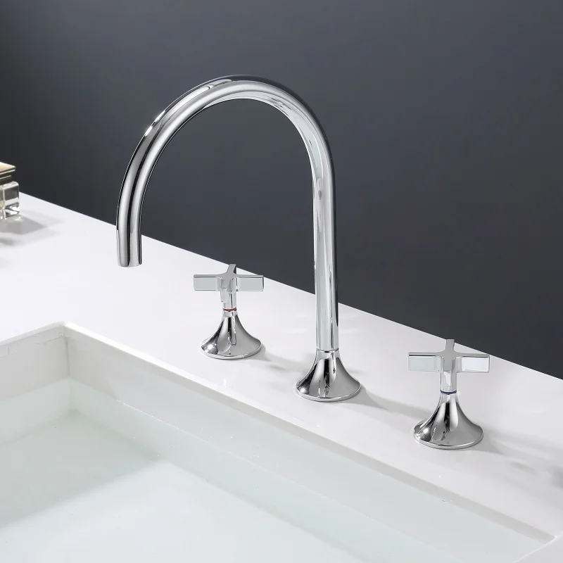 

Brushed Gold Bathroom Faucet Brass Basin Faucet Hot & Cold Black Sink Faucet Widespread Lavotory Faucet Nickel Water Faucet