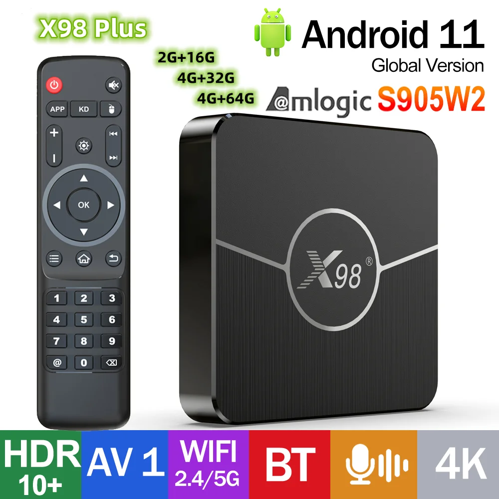 2022 X98 Plus TV Box Android 11.0 Amlogic X98Mini X98Q AV1 2.4G 5G Wifi 4K HDR Media Player Set Top Box X98 S500 TV Dongle Stick