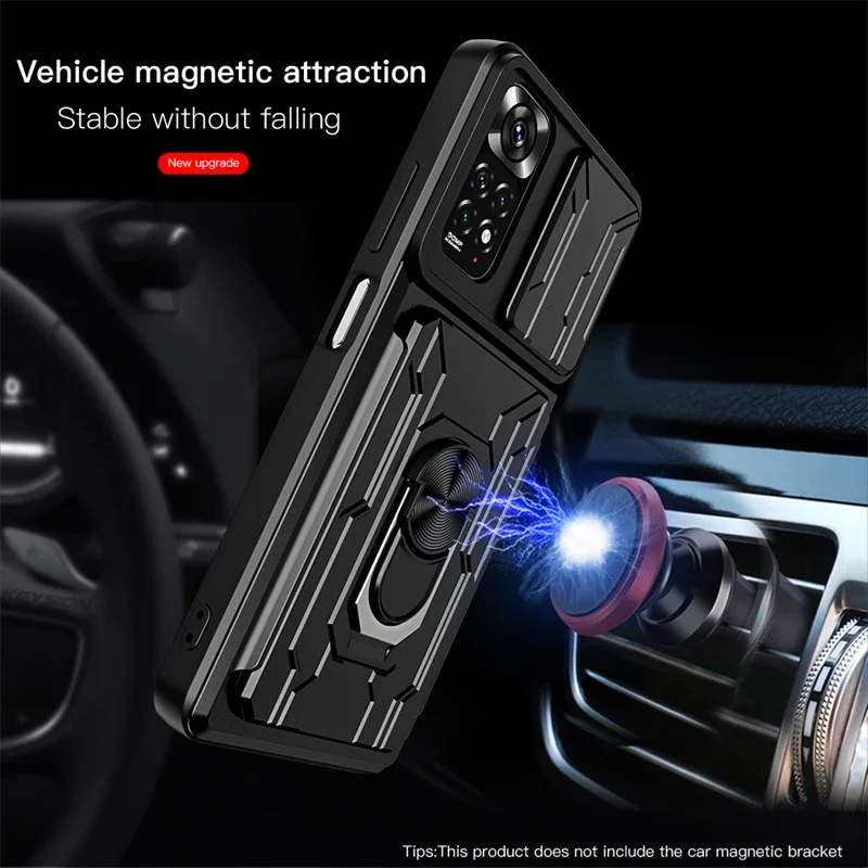 ShockProof Case For Xiaomi Redmi Note 15 14 13 12 11 10 9 8 Pro Plus 5G 4G 12S 11S 10S 9S 12C 13C Slide Window Magnet Case Cover