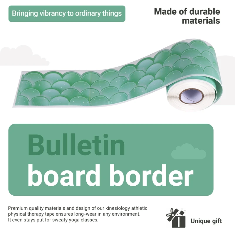 20 m Ombre-Jakobsmuscheln, Pinnwand-Ränder, gerade Regenbogen-Ränder, Dekoration für Klassenzimmer oder Zuhause, Schule