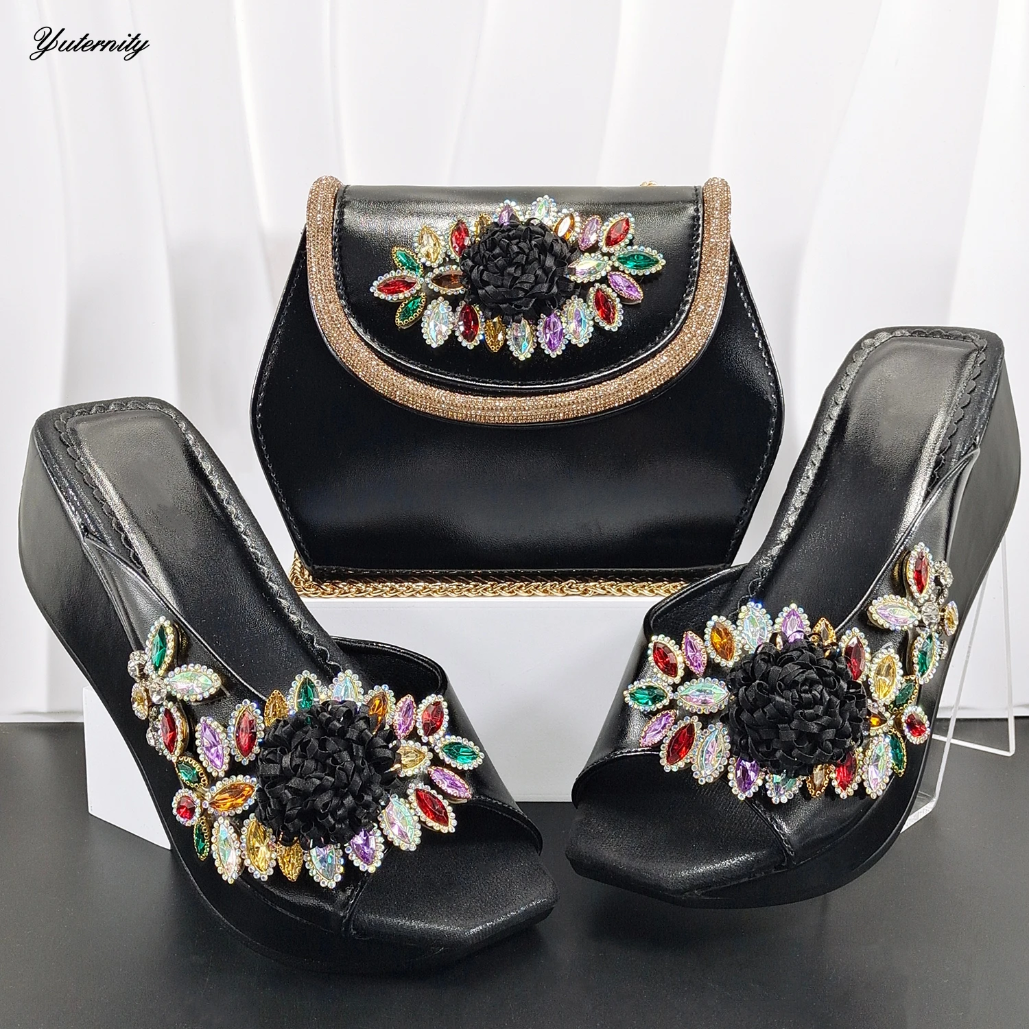 Fashion Luxury High Heels Women Shoes And Bag To Match Set Latest Italian Elegant Slipper Shoes And Bag Set For Party view 6