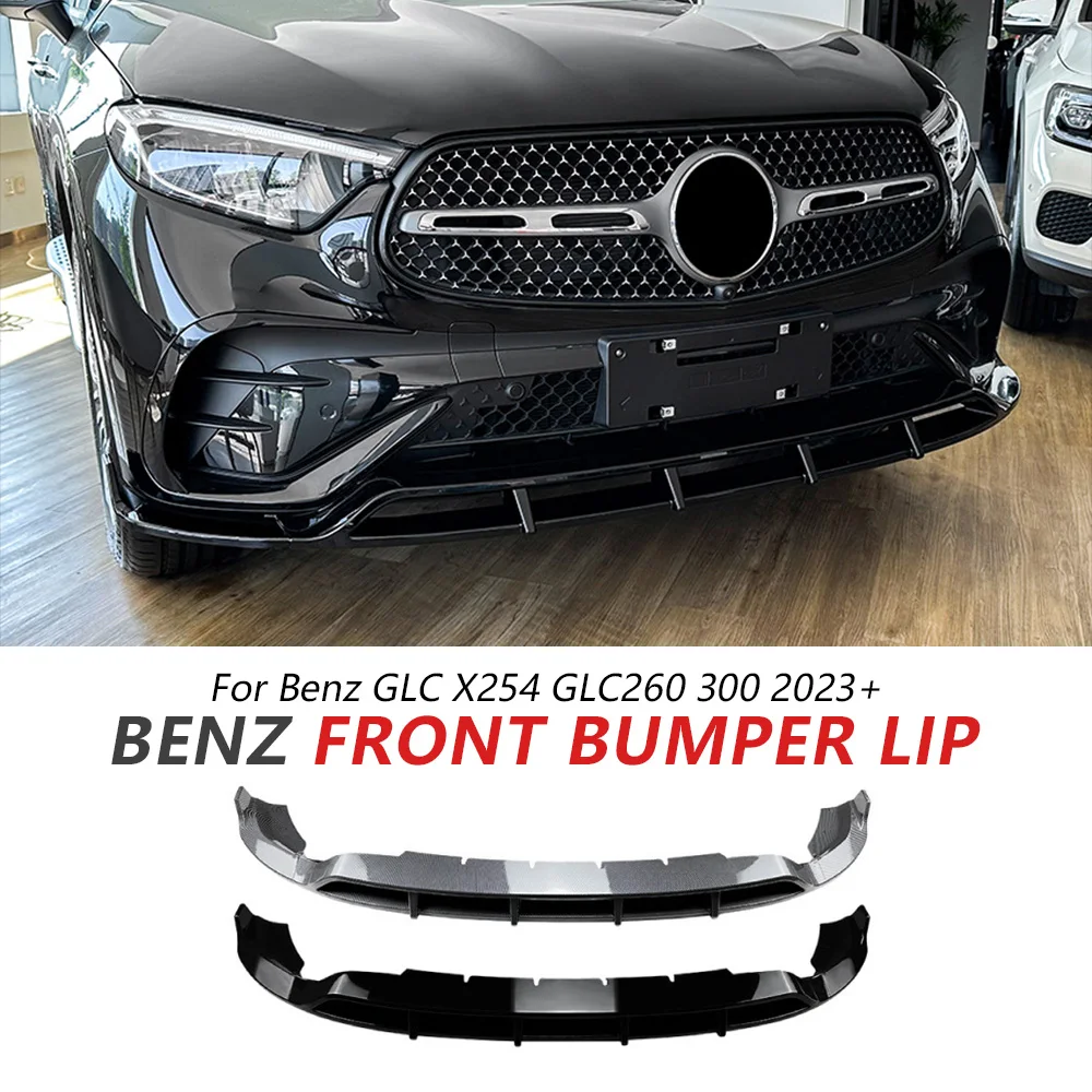 

Front Bumper Lip For Benz GLCX254 GLC260 300 2023+ Glossy Black Bumper Lip Spoiler Front Lip Accessories Car Update