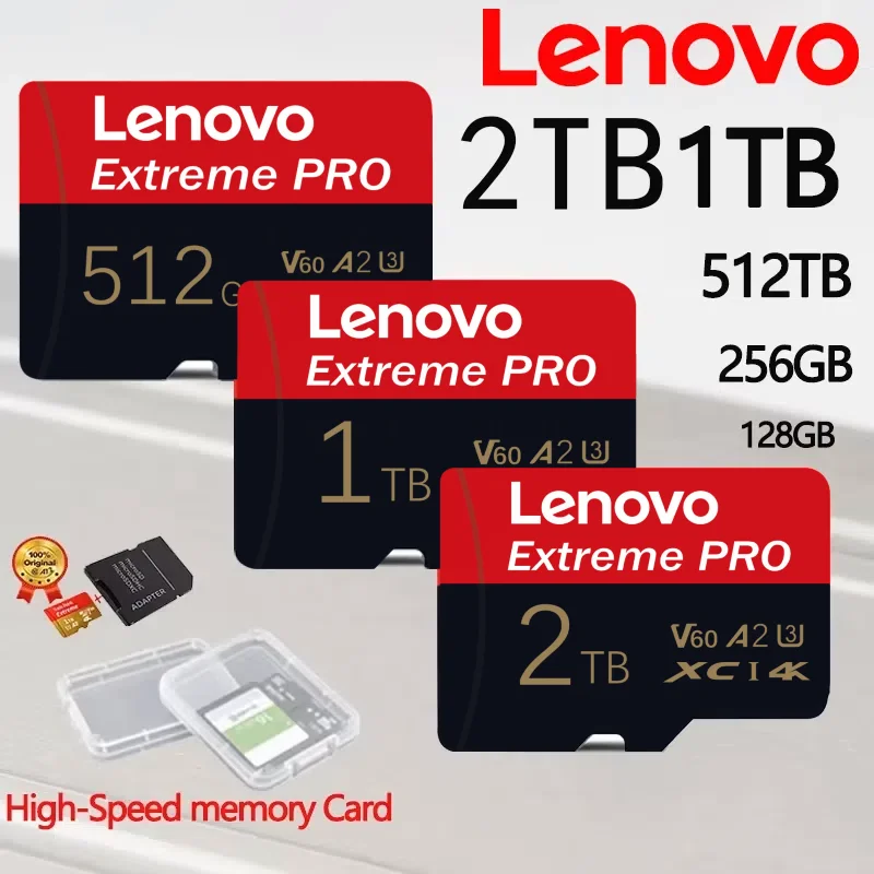 

Lenovo 2TB U3 Memory Card 1TB 512GB Micro TF SD Card 128GB 256GB U3 V60 4K Full HD TF Memory Flash Card for Phone/Computer