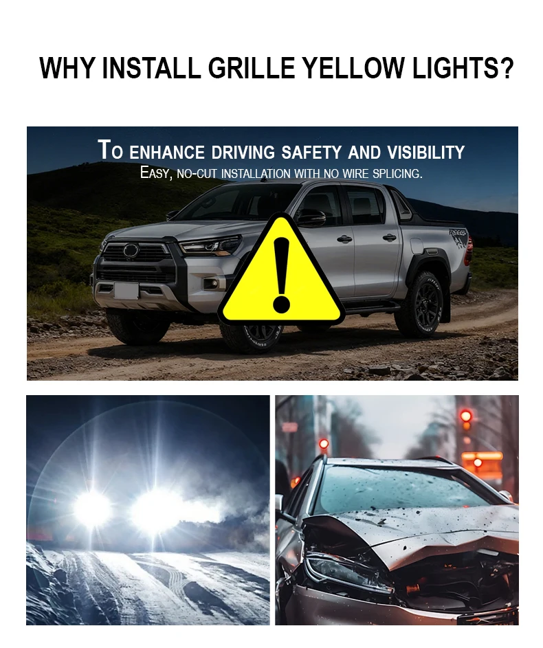 ل Haval H6 شبكة مركزية متخصصة ضوء أصفر صغير أضواء الشبكة الأمامية LED ضوء تحذير ديكور لاقط 12 فولت #4