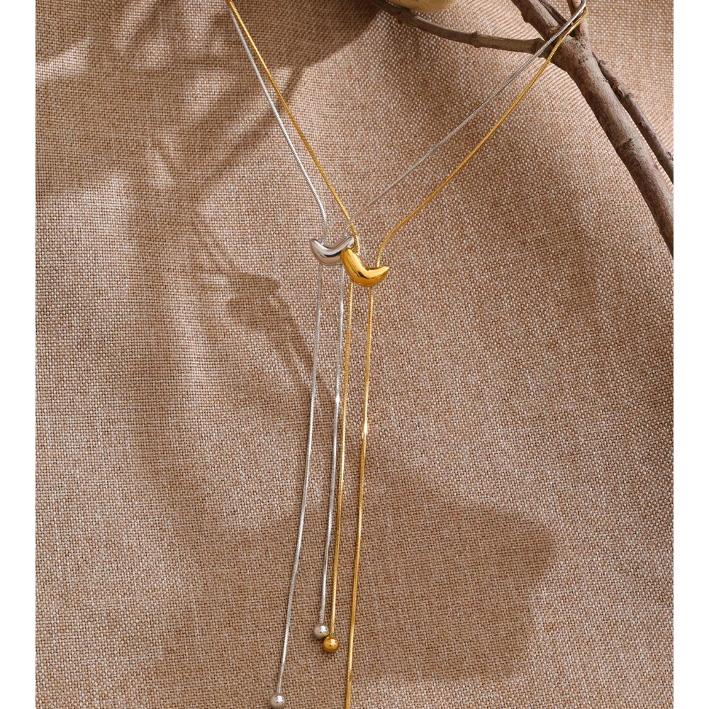 Yhpup Stainless Steel Adjustable Pull-out Chain Long Drop Necklace That Goes Down The Chest Attractive Waterproof Jewelry 2026
