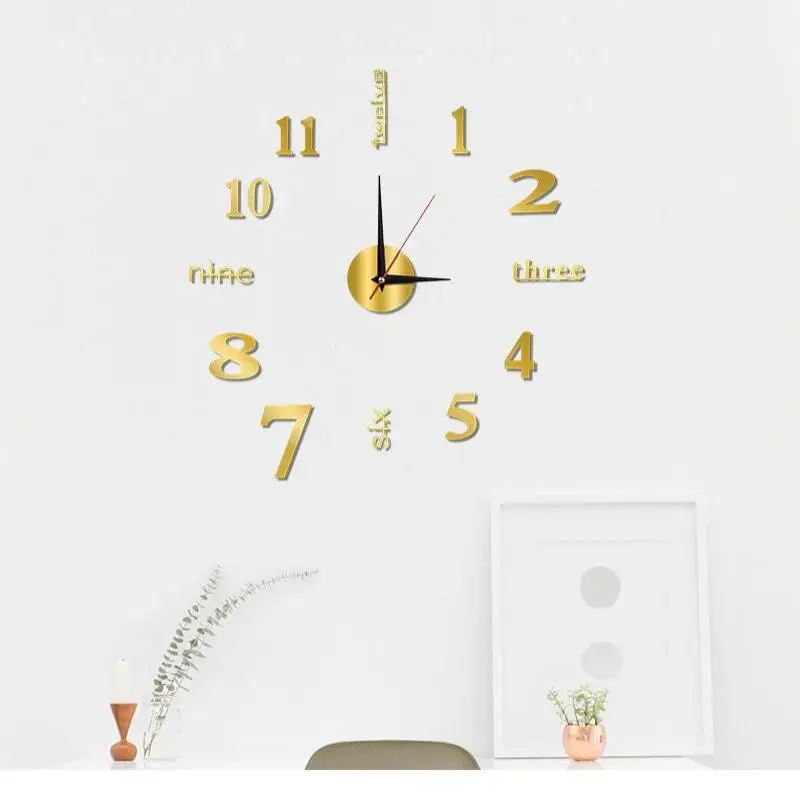 New 2D 3D Wall Clock Mirror Wall Stickers DIY Large Acrylic Quartz Wall Clocks Removable 4 Color Art Decal Sticker Home Decor view 3