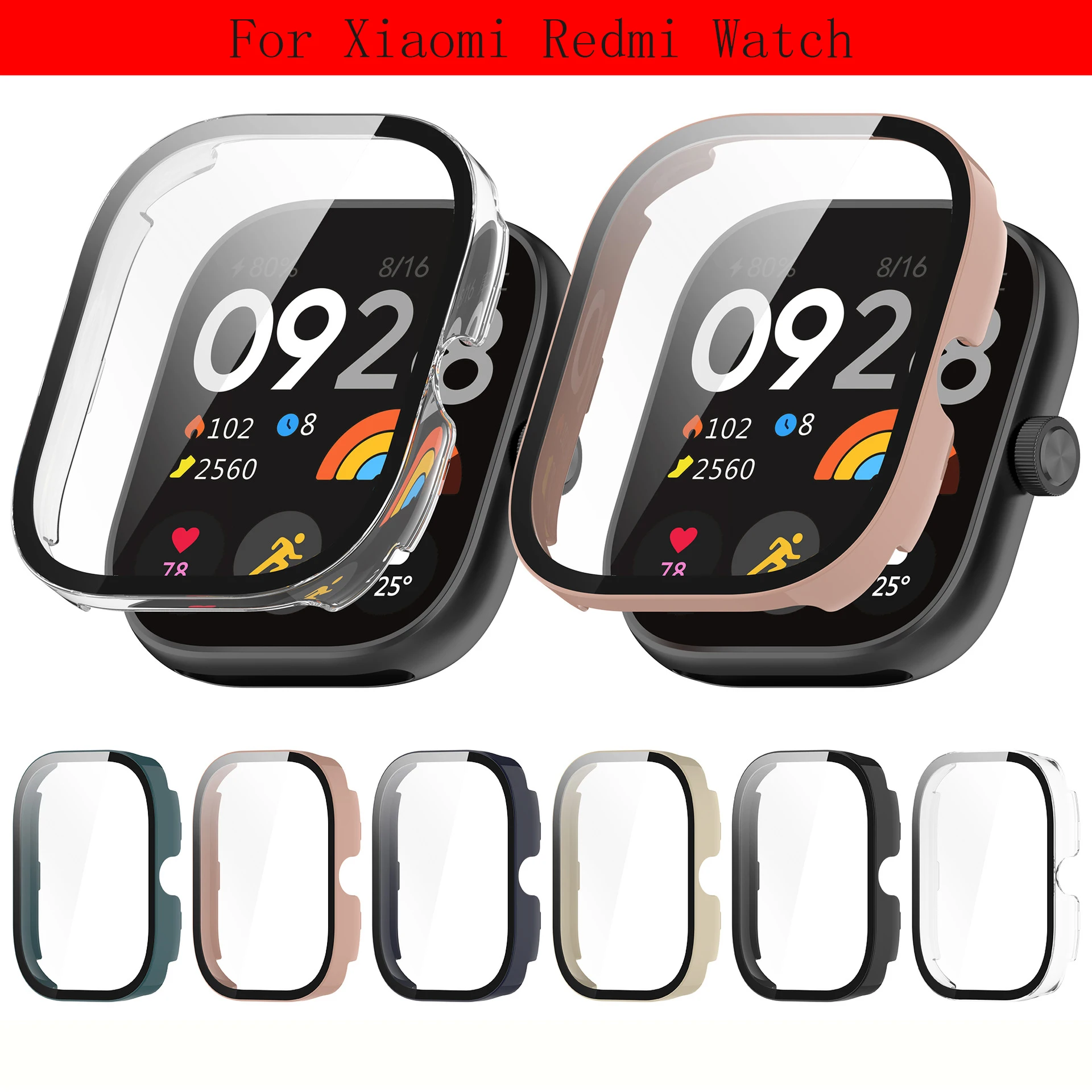 

Чехол для ПК + стекло для Xiaomi Redmi Watch 5 4 3, защитная пленка-бампер с защитой от царапин для Redmi Watch 3 Active/3Lite.