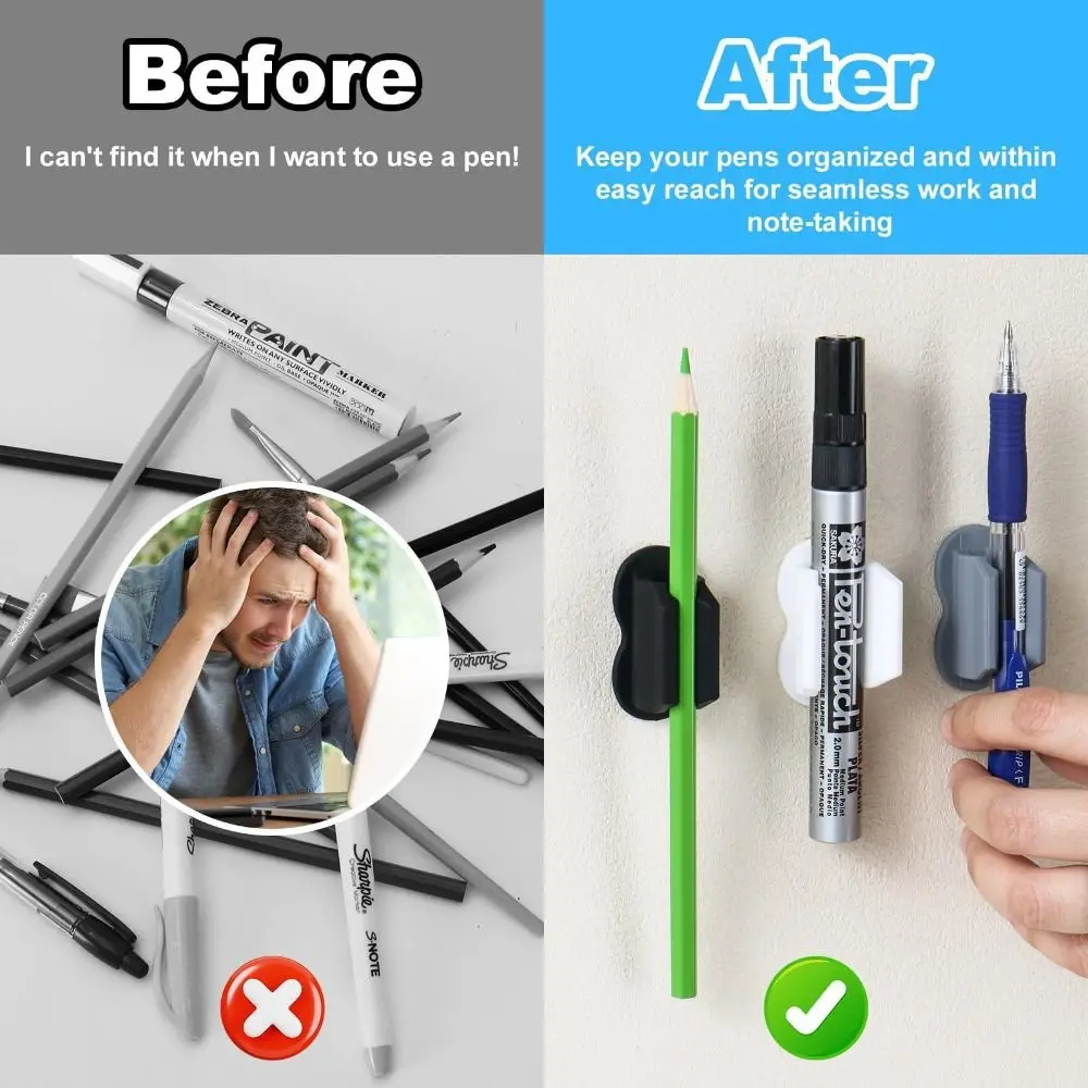High Quality Creative Pen Holder Self-Adhesive Anti-lost Pen Rack Anti-fall Silicone Storage Clip Ballpoint