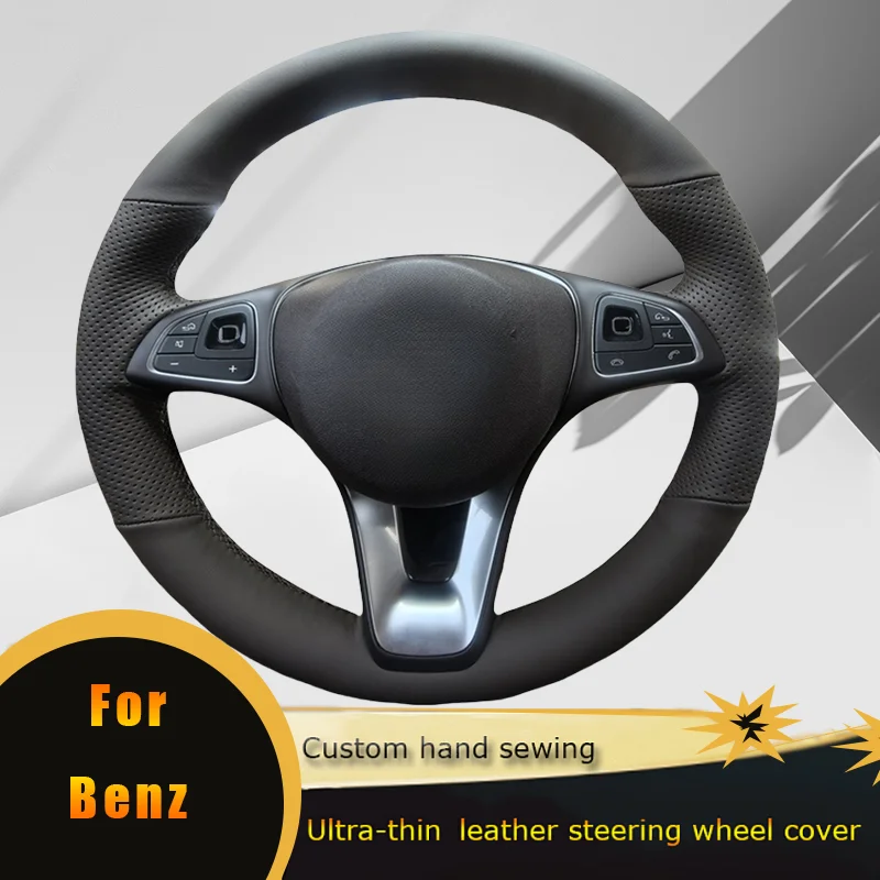 

DIY Car Steering Wheel Cover Non Slip Perforated Leather For Mercedes Benz A45 AMG W176 C63 W204 CLA C117 CLS Car Accessories