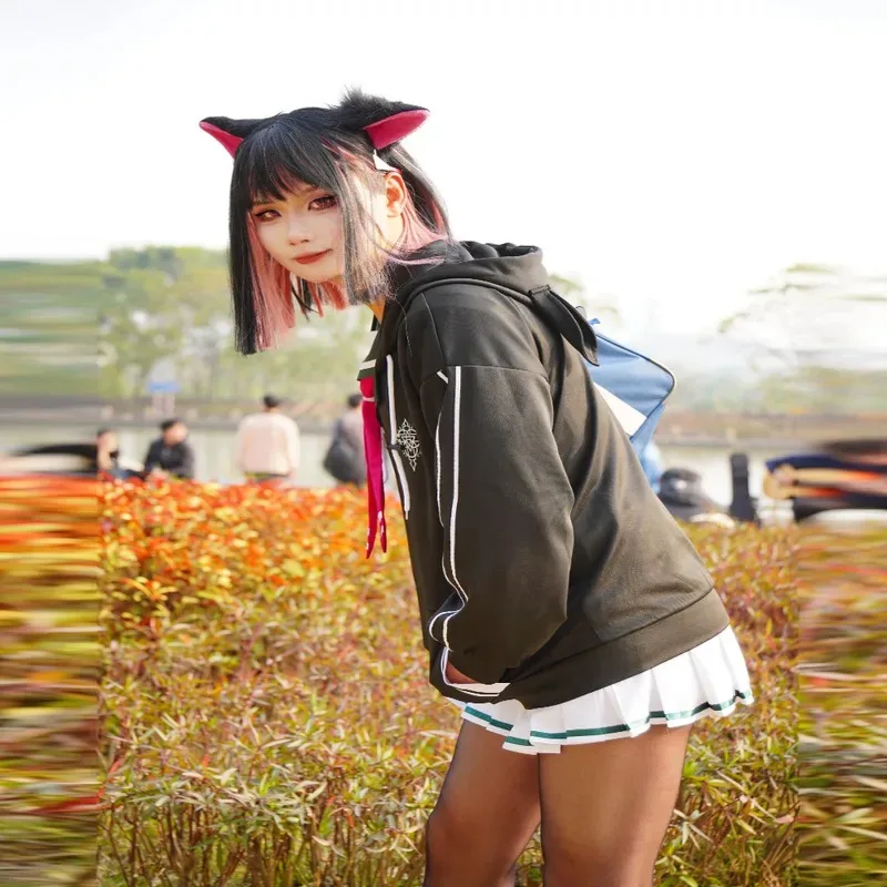 ブルーアーカイブ京山カズサコスプレ衣装女性ガール黒パーカーセーラースーツスカートウィッグハロウィンカーニバルスーツir;l5