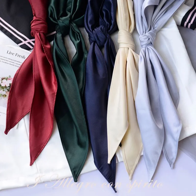 

School Girls Triangular scarf Tie Japanese Korean Students Tie Necktie Choker For JK Uniforms Neckwear Red Green Navy Pink Blue