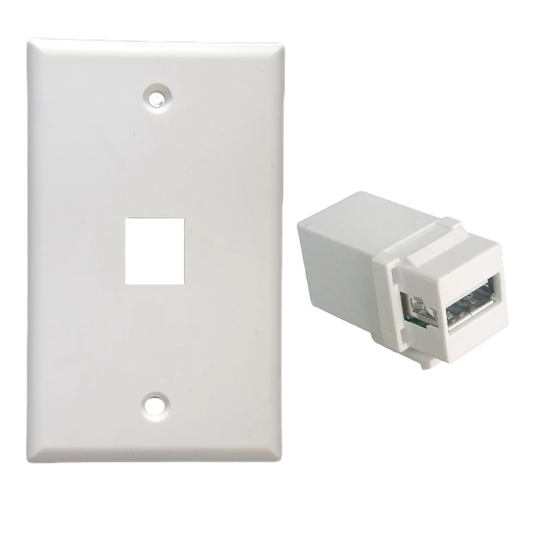 Conector hembra a hembra de cabeza recta de USB-A a B, 5 piezas, soporte de hebilla para instalación de panel de pared, blanco y negro