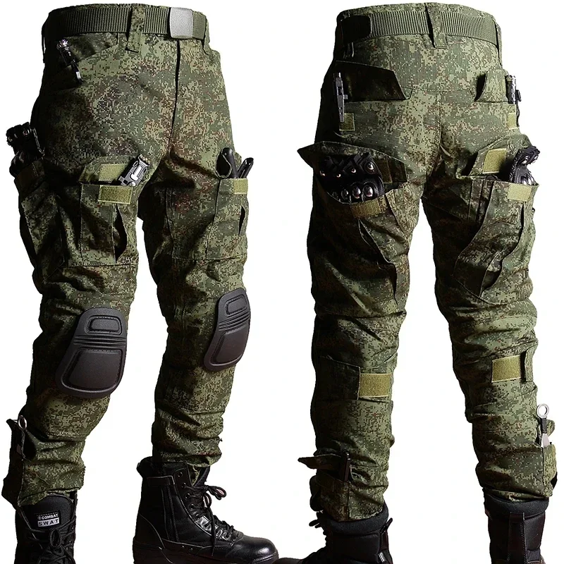 RU Camo Taktische Sets Männer Im Freien Atmungsaktive Langarm T Shirts + Multi-tasche Gerade Cargo Hose 2Pcs anzug Training Kampf Set – Detail 6