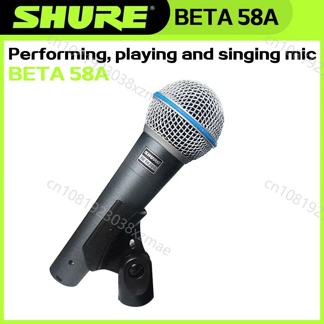 Shure BETA 58A Microfone com Fio, Microfone Portátil Dinâmico para Performance, Vocais de Festa ao Vivo, Karaoke Stage Mic, Drop Shipping