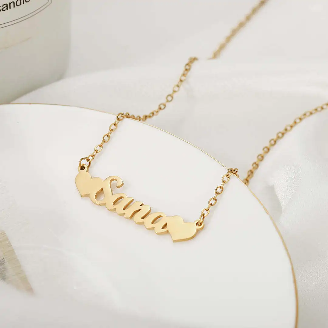 

Name Custom Necklace Smooth Heart English Letter Pendant Necklace Fashion Charming Women's Customized Jewelry Gift DROPSHIPPING