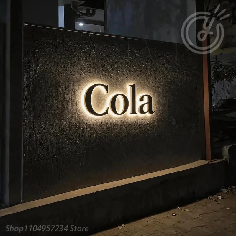 Custom Backlit Sign for Business, 3D Metal Cola Shop Logo Sign, Professional Office Storefront Wall Sign, Salon Bar LED Sign