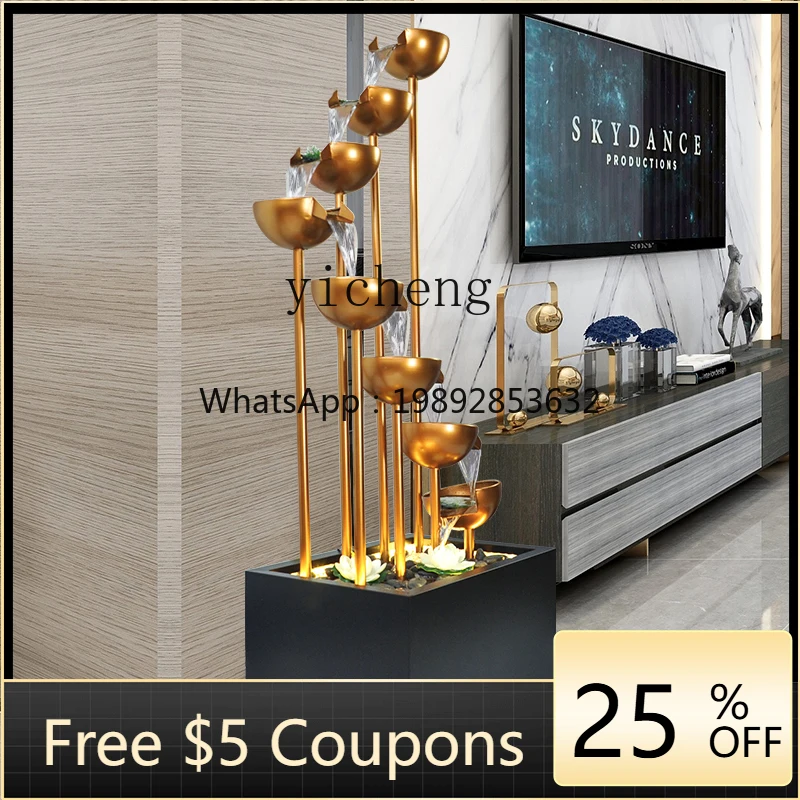 

AA large floor-to-ceiling running water fountain circulating water light luxury entrance modern simple interior decoration