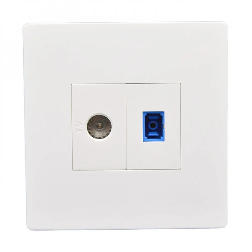 86 Type Concealed Installation Panel Gigabit Ethernet SC Fiber Port+Television Port Panel For Home / Office Network & TV Signal