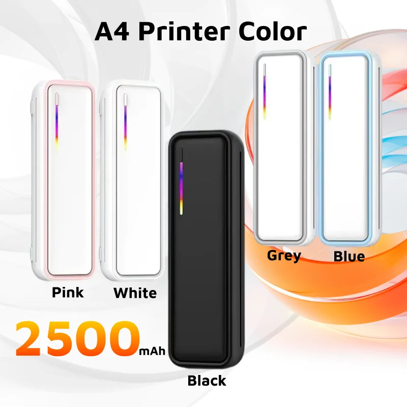 

A4 Printer Portable Wireless Thermal Printer A4 Label Bluetooth-Compatible Min with Printing Paper Travel and Home Work Use