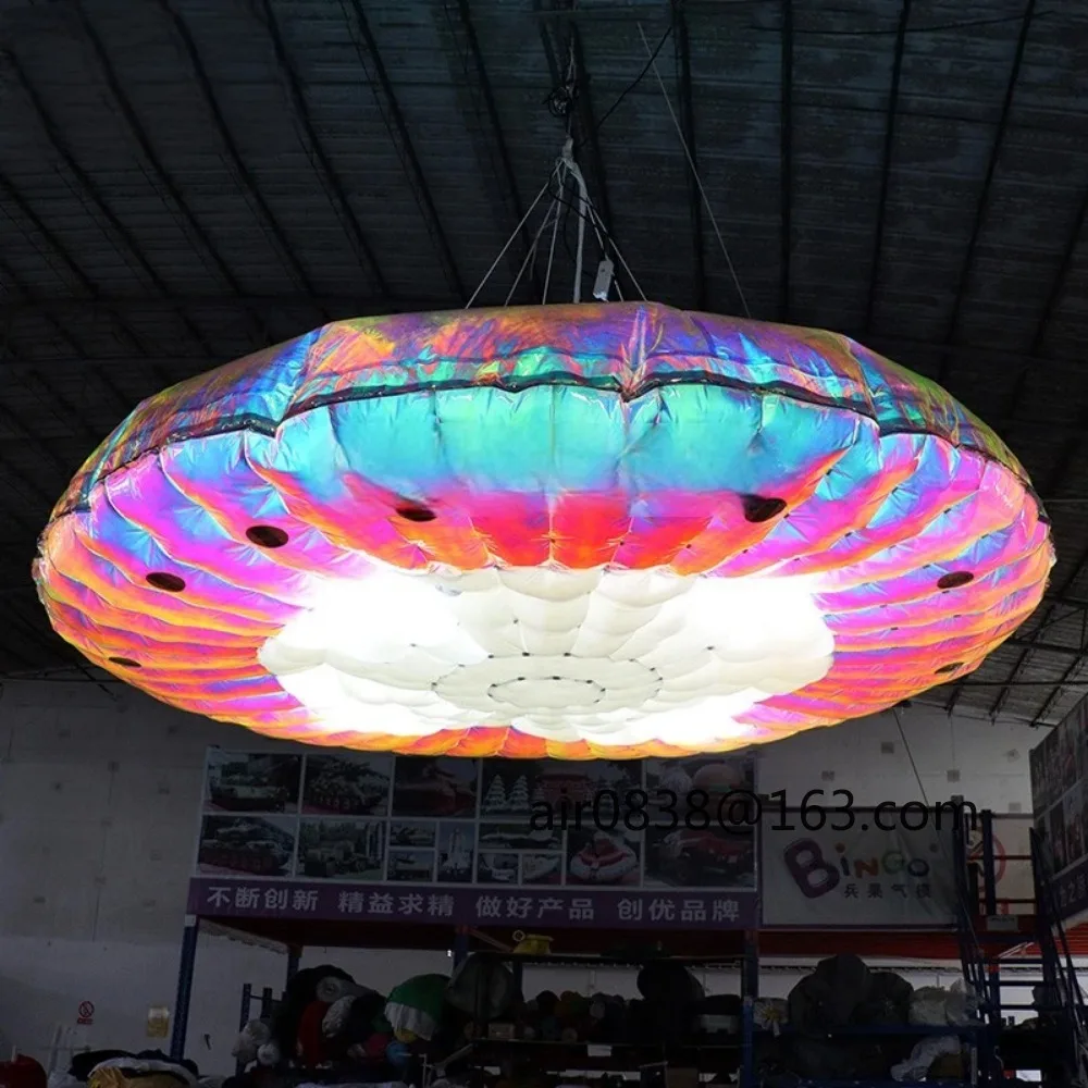 Giant LED  Inflatable UFO Balloon Shinny Inflatable UFO Spaceship Model Inflatable Flying Saucer for Halloween Decoration