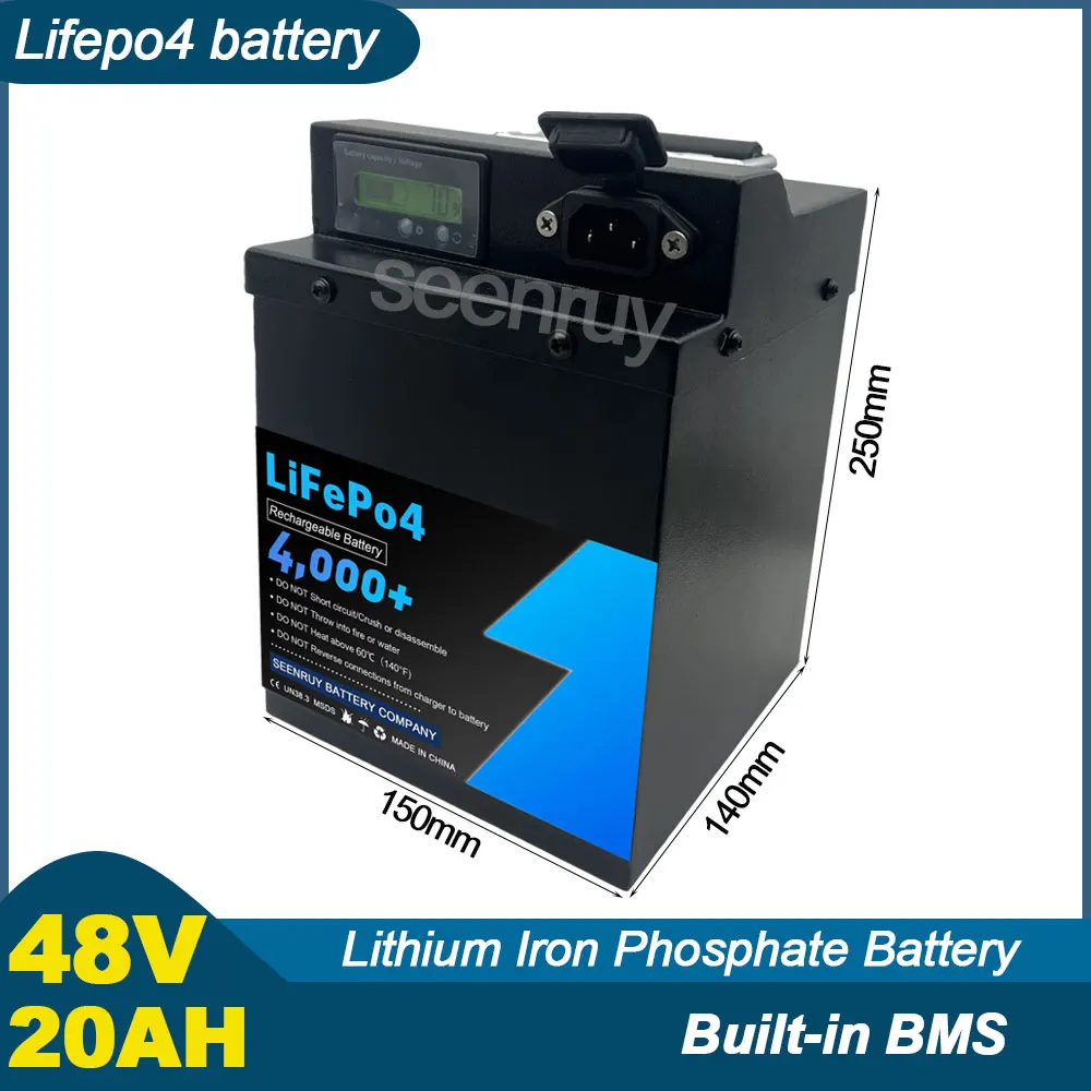 

48V 20AH Lifepo4 With Charger 30A 50A Lithium Iron Phosphate Battery For Tricycle Ebike Bicycle Go-Kart Electric Scooter