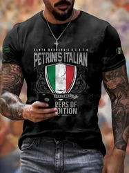 Italian Men's T Shirt Pattern Print Summer Fashion Short Sleeve Tee Crew Neck Vintag T-Shirt Summer Outdoor Oversized Clothing